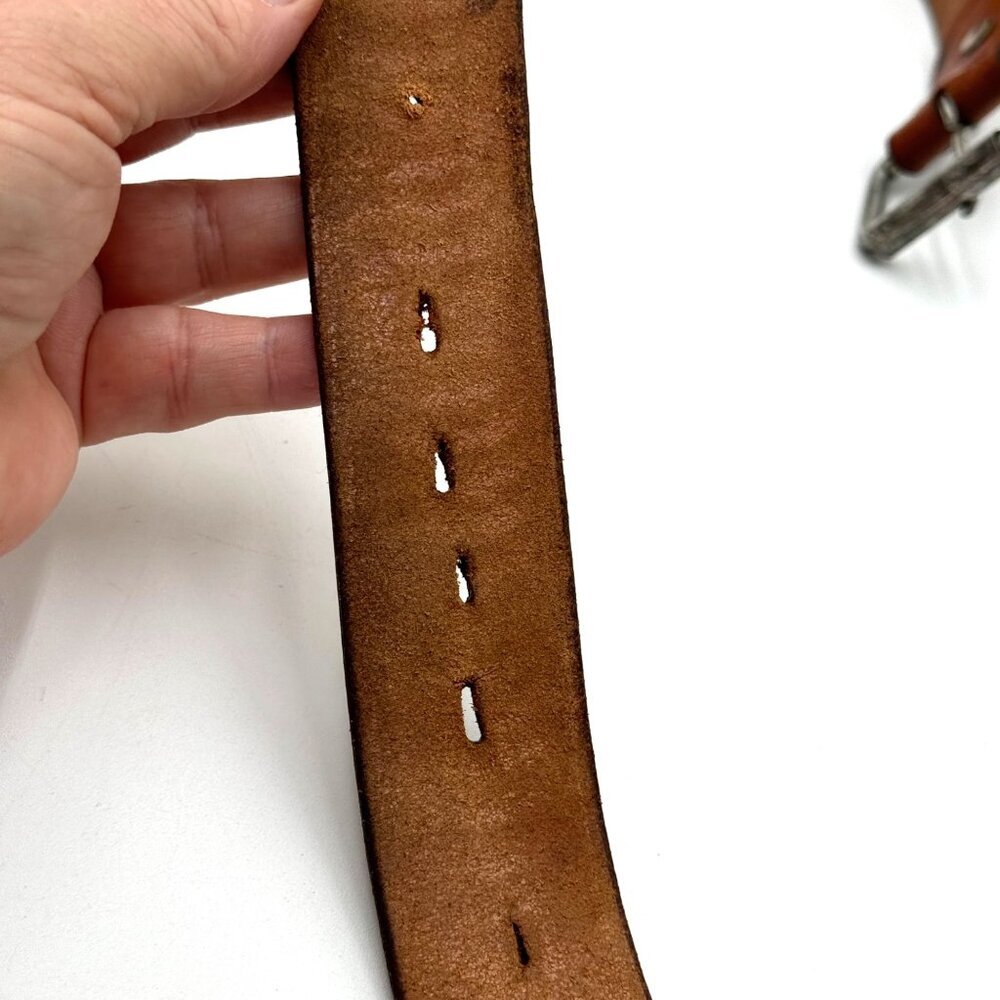 HAND TOOLED BROWN LEATHER MENS BELT FASHION WORK CASUAL OFFICE WEAR MEN BELTS me - Picture 7 of 12